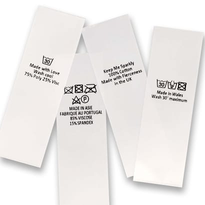 Printed Satin Care Labels (Vertical)